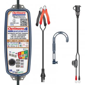 Preview: OptiMate 4 Quad Program – 9-stufiges, gekapseltes, batterieschonendes 12V/12.8V 1.25A Lade- & Wartungsgerät