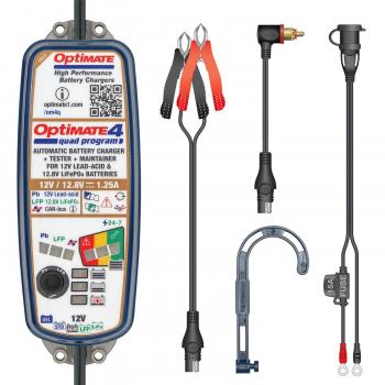 Preview: 	OptiMate 4 Quad Program Premium Edition – 9-stufiges, gekapseltes, batterieschonendes Lade- & Wartungsgerät (12V/12.8V, 1.25A)