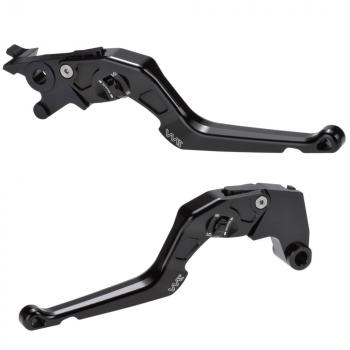 Bremshebel- und Kupplungshebel Set, CNC gefräst passend für BMW R 100 GS (BMW247E) 87-93 Schwarz Glänzend Eloxiert