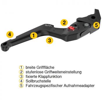 Preview: Bremshebel- und Kupplungshebel Set, CNC gefräst passend für BMW R 850 GS (BMW259) 96-00 Rot Glänzend Eloxiert