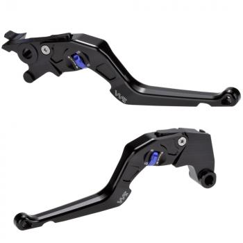Bremshebel- und Kupplungshebel Set, CNC gefräst passend für Moto Guzzi V85 TT (KW, KY, KX) 19- Blau Glänzend Eloxiert