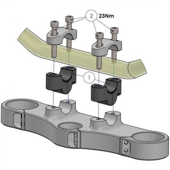 Handlebar risers 25 mm suitable for Triumph Speed Triple 1050 R (2016-2020) silver anodized