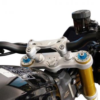 Handlebar risers 30 mm with offset 20 mm suitable for Triumph Speed Triple 1050 R (2016-2020) silver anodized