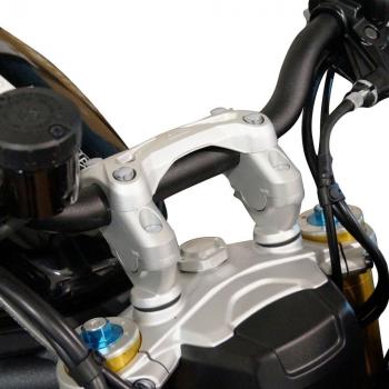 Handlebar risers 30 mm with offset 20 mm suitable for Triumph Speed Triple 1050 R (2016-2020) silver anodized