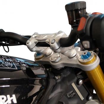 Handlebar risers 30 mm with offset 20 mm suitable for Triumph Speed Triple 1050 R (2016-2020) silver anodized