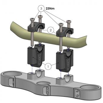 Preview: Rehausse de guidon de 50 mm compatible avec Honda XL 750 Transalp 23- anodisé argenté