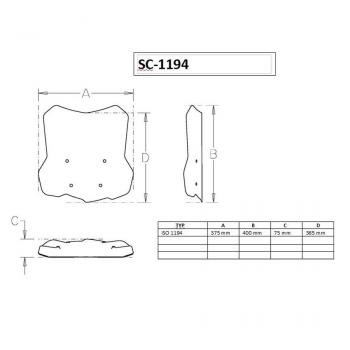 Preview: Windshield suitable for BMW F750 GS - Height 365mm