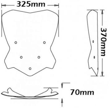 Preview: Windshield suitable for BMW F800 R (2015-) - Height 370mm