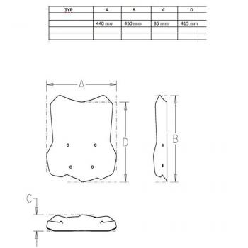 Windshield suitable for BMW F850 GS - Height 415mm