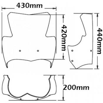 Preview: Windschild passend für BMW K1200 R & K1300 R - Höhe: 420mm