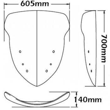 Preview: Pare-brise convient à BMW R1200 RT (2010-2014) - Hauteur 700mm