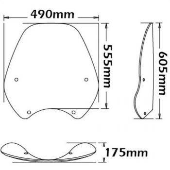 Preview: Windschild passend für BMW R850 R (-08/2002) & R1100 R - Höhe 555mm