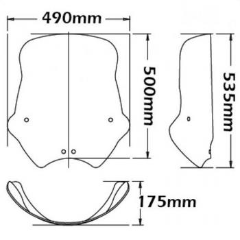 Preview: Windschild passend für BMW R850 R (09/2002-) & R1150 R - Höhe 500mm