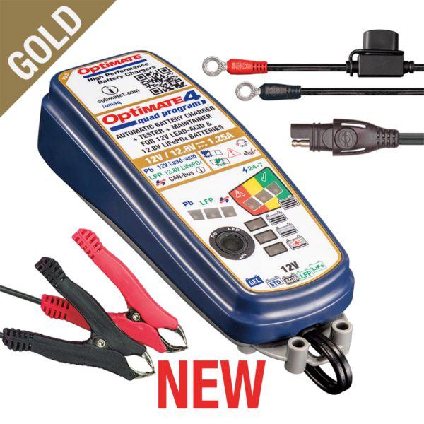 OptiMate 4 Quad Program – 9-stufiges, gekapseltes, batterieschonendes 12V/12.8V 1.25A Lade- & Wartungsgerät