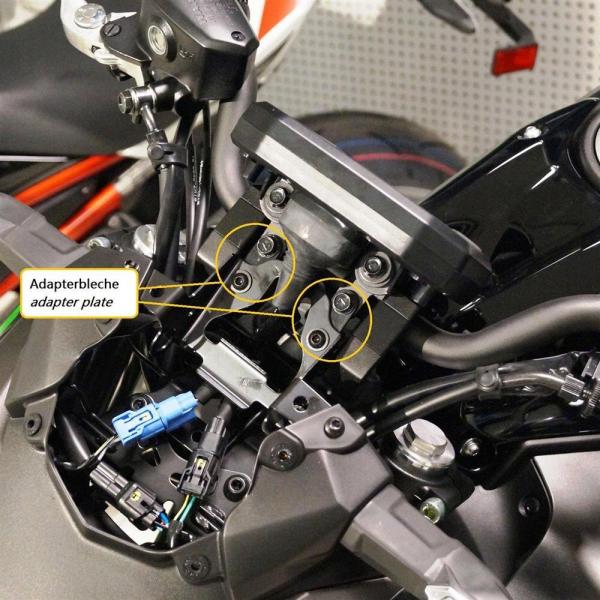 Adapter plate suitable for cockpit fairing suitable for Kawasaki Z650 2019-> using 25 mm Handlebar riser