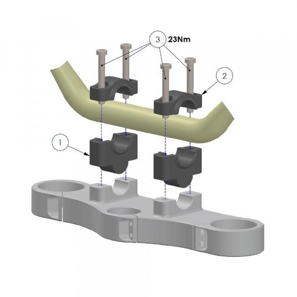 Handlebar risers 20 mm suitable for KTM 1190 Adventure R 13-16 black anodized