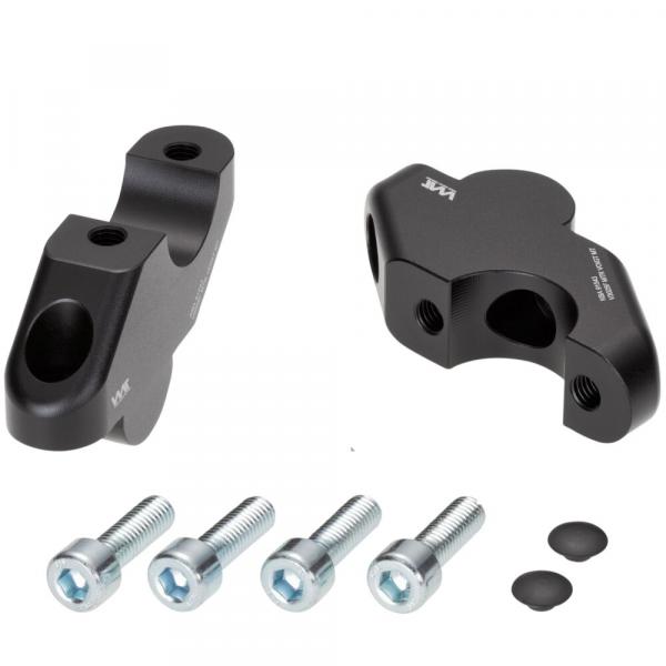 Lenkererhöhung 30 mm mit Versatz 20 mm passend für Aprilia Aprilia 900 Dorsoduro 2017-2020 Schwarz Eloxiert