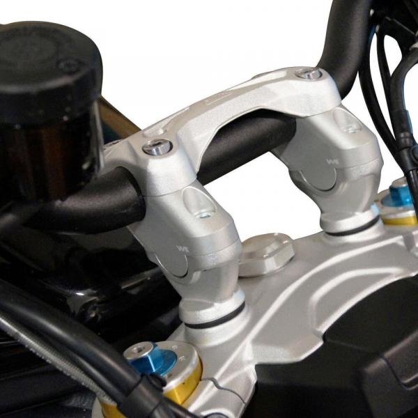 Handlebar risers 30 mm with offset 20 mm suitable for Triumph Speed Triple 1050 R (2016-2020) silver anodized