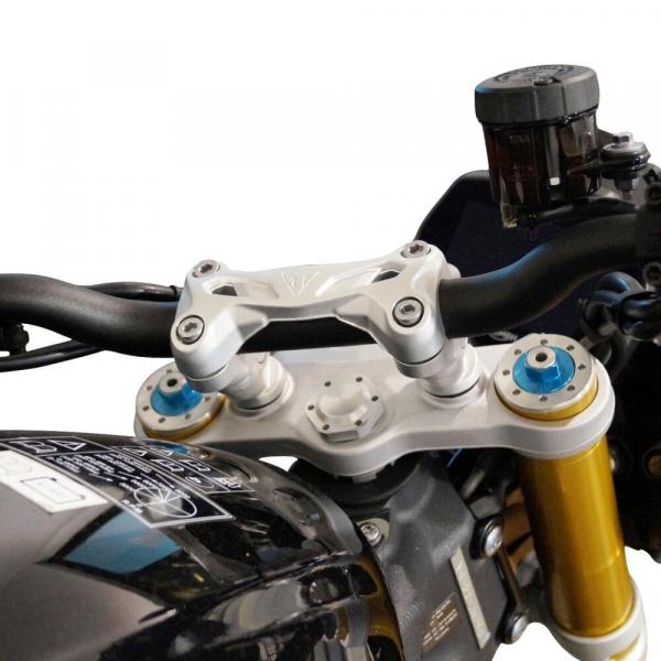 Handlebar risers 30 mm with offset 20 mm suitable for Triumph Speed Triple 1050 R (2016-2020) silver anodized
