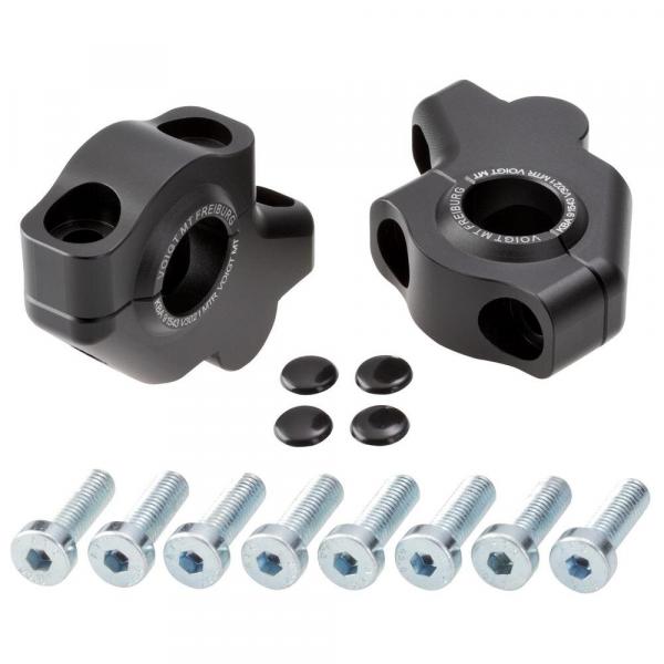 Lenkererhöhung 30 mm mit Versatz 21 mm passend für BMW F 650 GS Twin 07-12 Schwarz Eloxiert