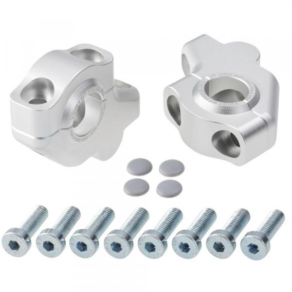 Lenkererhöhung 30 mm mit Versatz 21 mm passend für BMW F 650 GS Twin 07-12 Silber Eloxiert