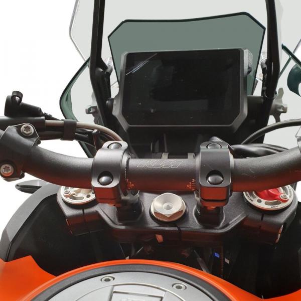Handlebar risers 30 mm with offset 21 mm suitable for KTM 1290 Super Adventure black anodized