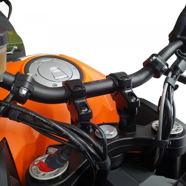 Handlebar risers 30 mm with offset 21 mm suitable for KTM 1290 Super Adventure black anodized