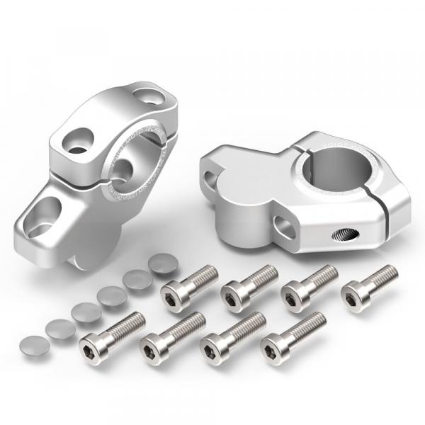 Lenkererhöhung 30 mm mit Versatz 21 mm passend für Moto Guzzi V85TT ´19-> Silber Eloxiert