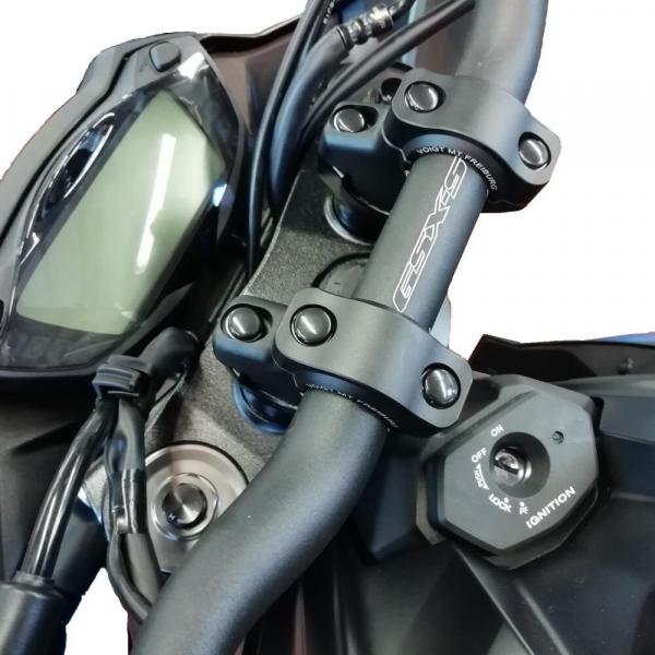 Lenkererhöhung 30 mm mit Versatz 21 mm passend für Moto Guzzi V85TT ´19-> Silber Eloxiert