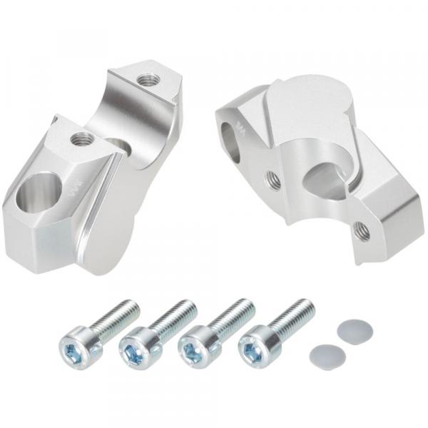 Handlebar risers 30 mm with offset 25 mm suitable for Yamaha XT 1200 Z Super Ténéré (DP04 & DP07) 2013-2020 silver anodized