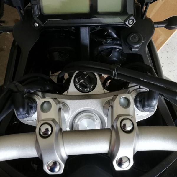 Handlebar risers 30 mm with offset 25 mm suitable for Yamaha XT 1200 Z Super Ténéré (DP04 & DP07) 2013-2020 silver anodized