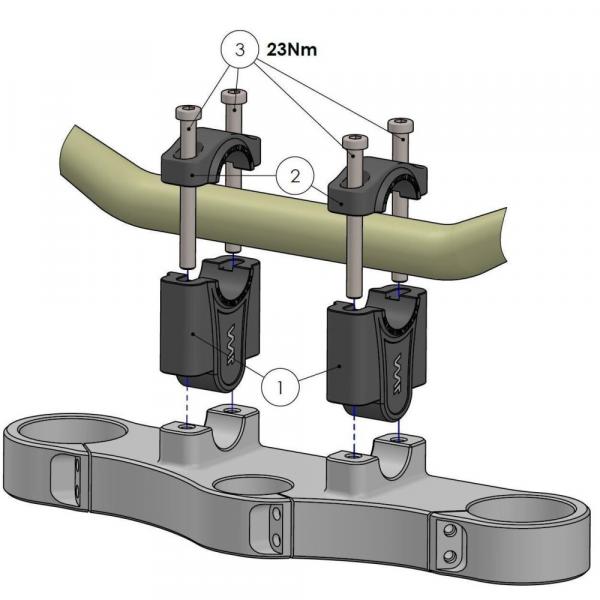 Rehausse de guidon de 50 mm compatible avec Honda XL 750 Transalp 23- anodisé noir