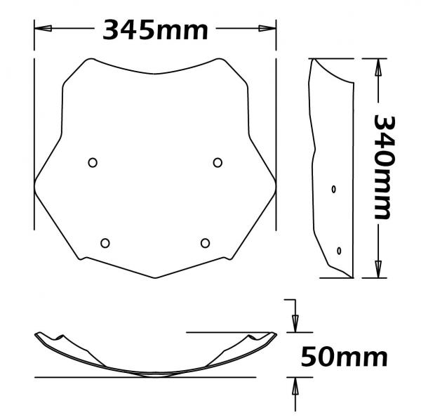 Windshield suitable for BMW R1200 GS, R1250 GS & Adventure - Height 340 mm