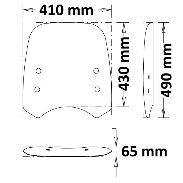 Windschild passend für Moto Guzzi V7 III Stone Night Pack-Höhe 490 mm