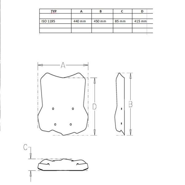 Windshield suitable for BMW F750 GS - Height 415mm