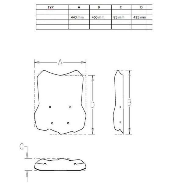 Windshield suitable for BMW F850 GS - Height 415mm