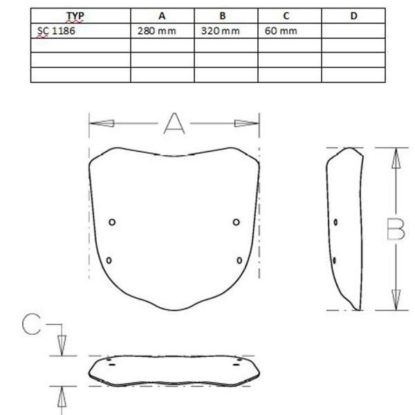 Windschild passend für BMW G310 R - Höhe: 320mm