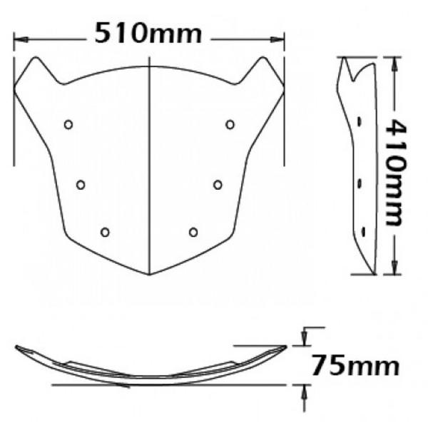 Windshield suitable for BMW K1200 GT (2006-) & K1300 GT - Height 410m