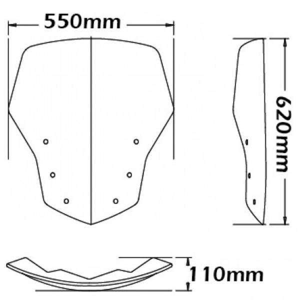 Windshield suitable for BMW K1200 GT (2006-) & K1300 GT - Height 620mm