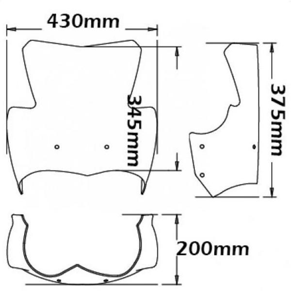 Pare-brise convient à BMW K1200 R & K1300 R - Hauteur 345mm