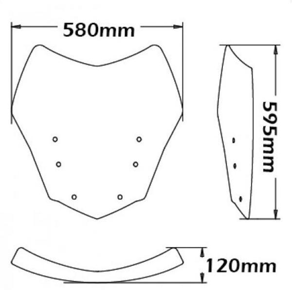 Windschild passend für BMW K1600 Modelle - Höhe 595mm