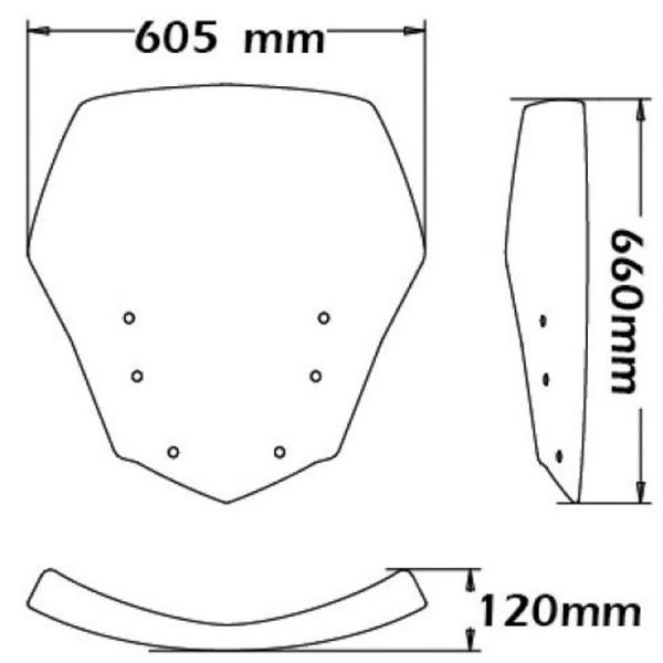 Windschild passend für BMW K1600 Modelle - Höhe 595mm