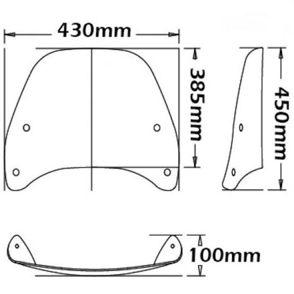Windshield suitable for BMW R1150 R Rockster - Height 385mm