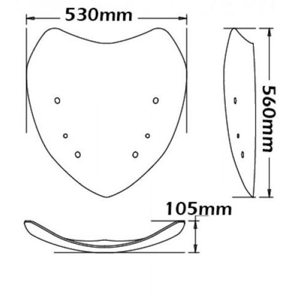 Pare-brise convient à BMW R1200 RT (2010-2014) - Hauteur 560mm
