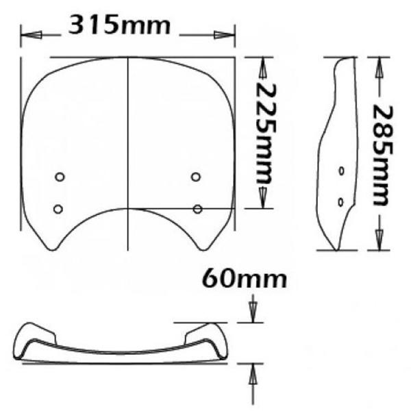 Windschild passend für Ducati Scrambler 800 (2015-) - Höhe 225mm