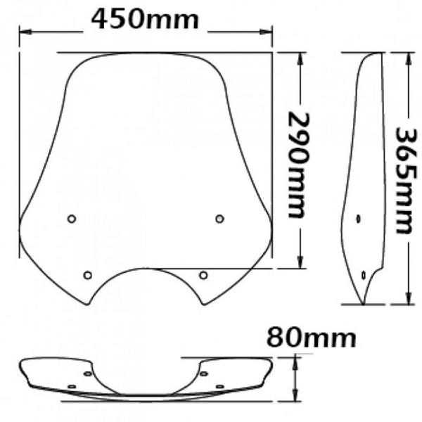 Windschild passend für Moto Guzzi Breva/Nevada 750 (2003-2004) - Höhe 290 mm