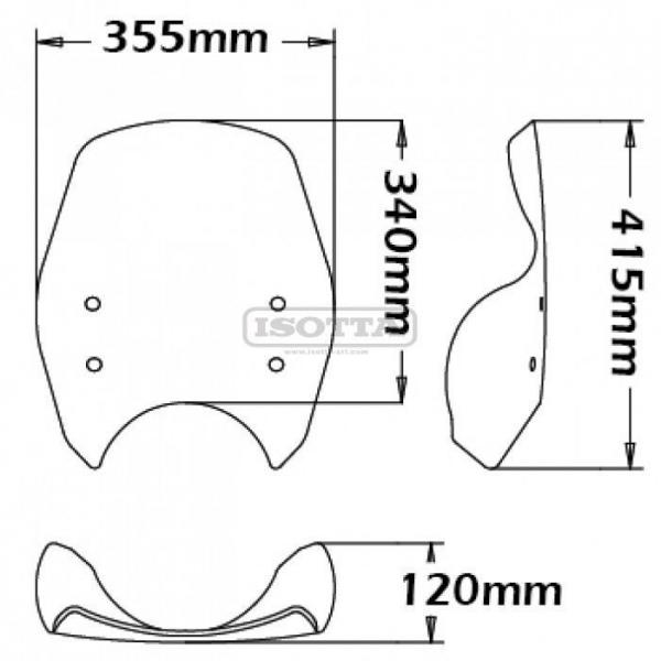 Windschild passend für Moto Guzzi Griso - Höhe 340 mm