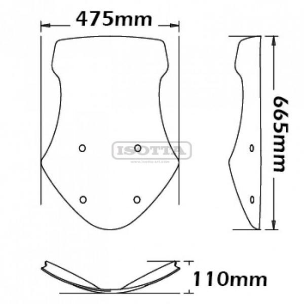 Windschild passend für Moto Guzzi Norge 850 / 1200 - Höhe 665 mm