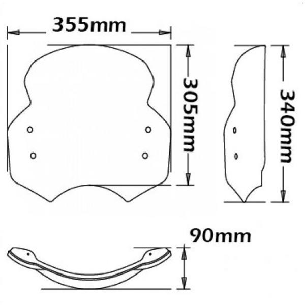 Pare-brise convient à BMW R nineT- Hauteur 305mm